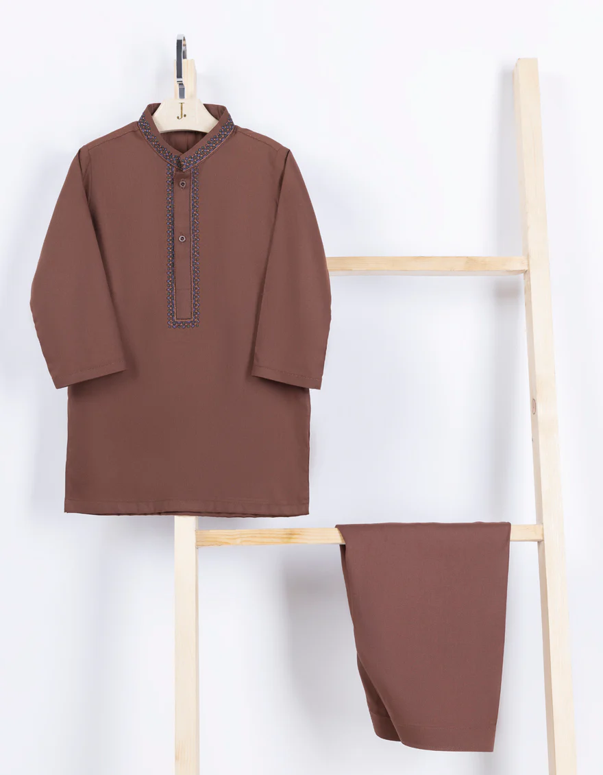 BROWN BLENDED KAMEEZ SHALWAR | JJIKS-A-46363/S24/JJ7565-SF