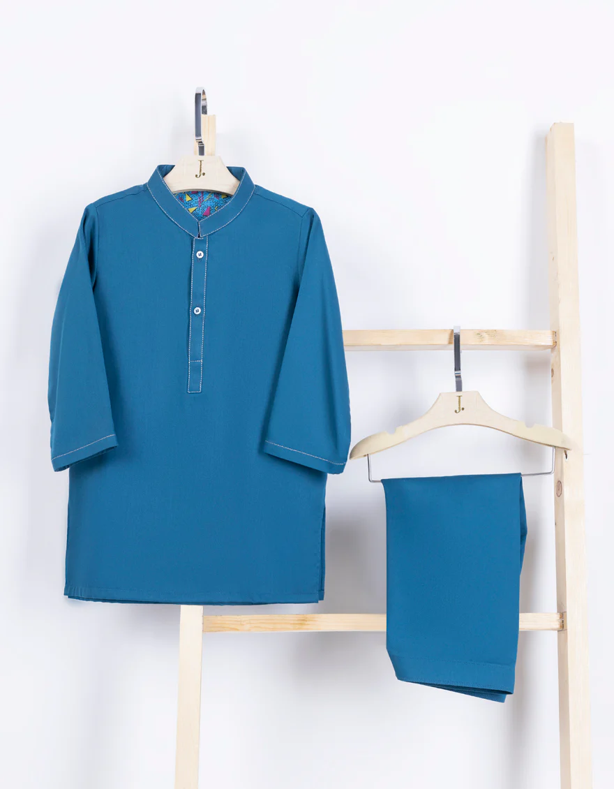 BLUE BLENDED KAMEEZ SHALWAR | JJIKS-A-46388/S24/JJ9323-PN