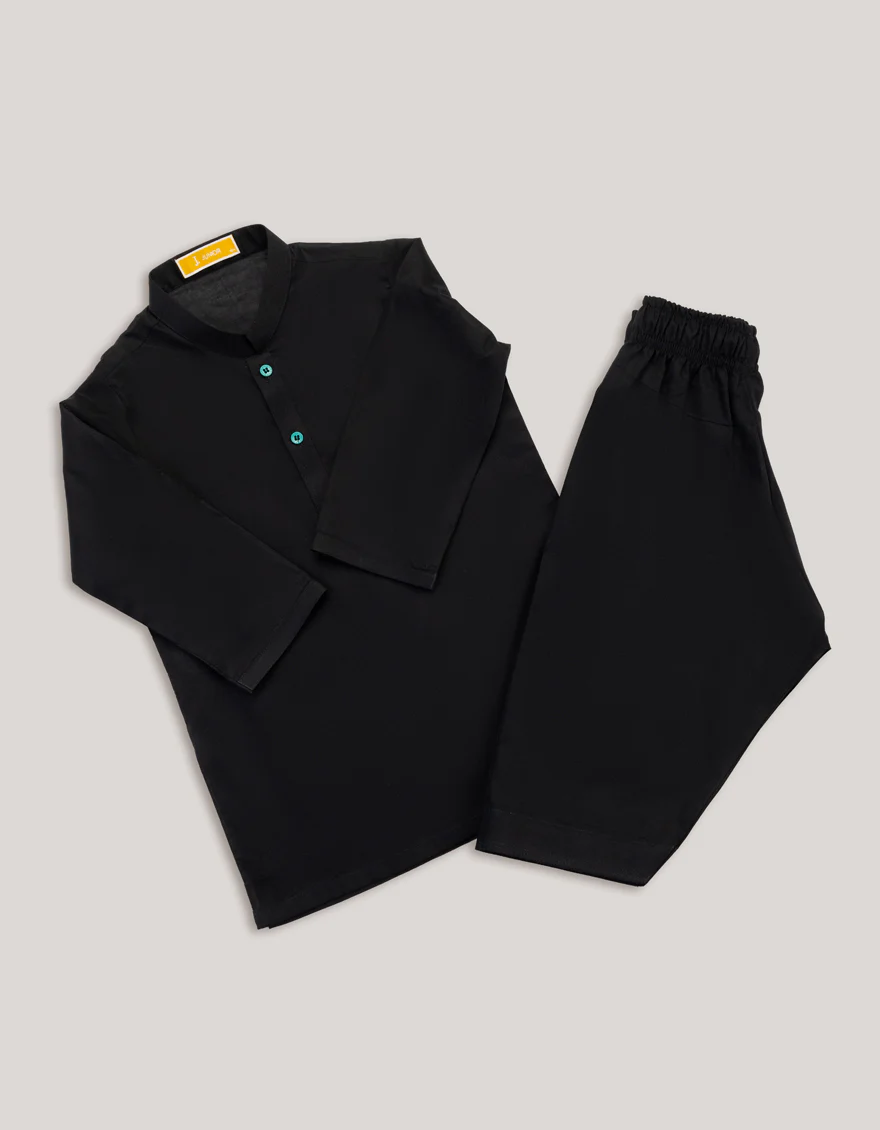 BLACK COTTON KAMEEZ SHALWAR | JJIKS-A-46676/S25/JJ9784-PN