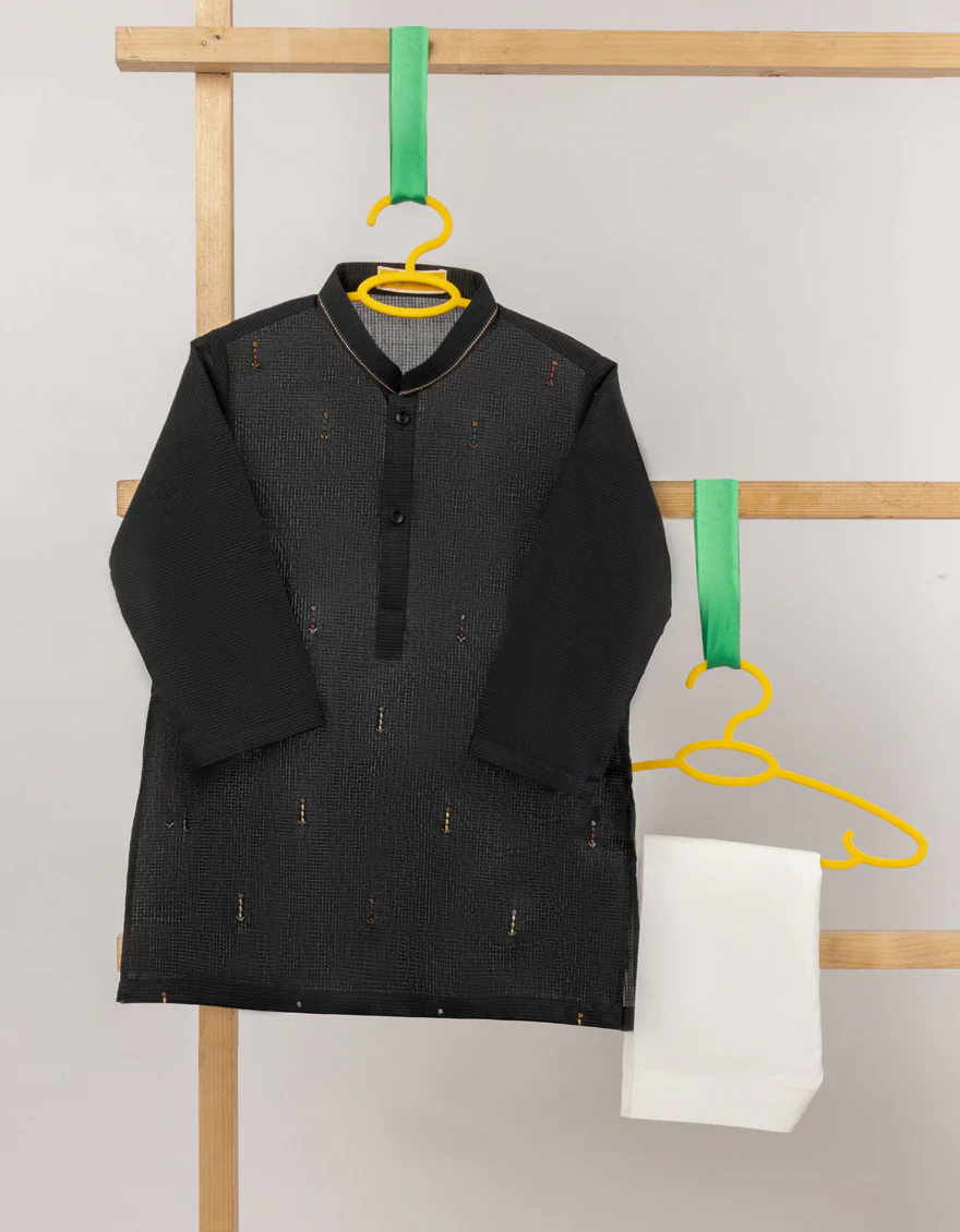 BLACK BLENDED KAMEEZ SHALWAR | JJIKS-A-50110/S25/JJ8824-SF