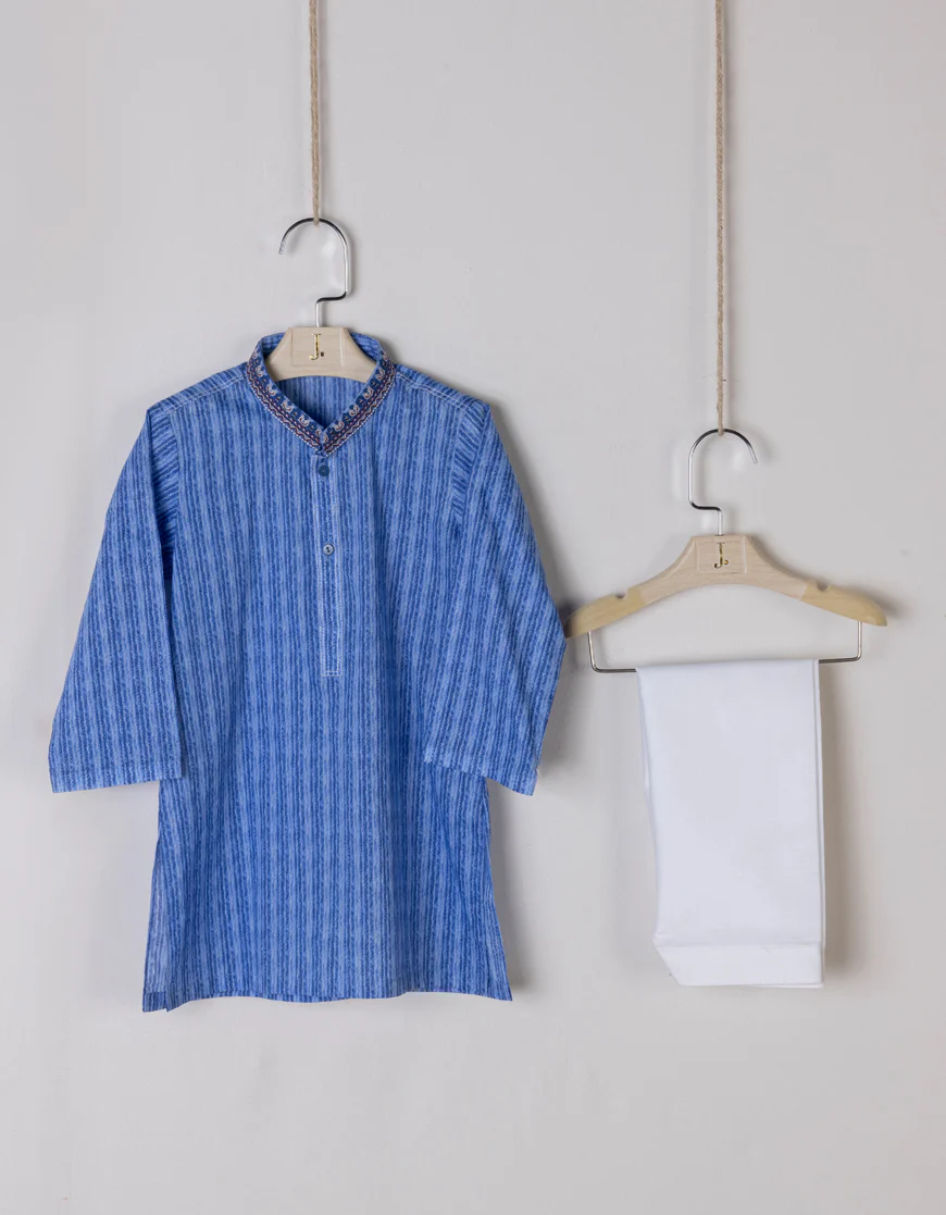 BLUE COTTON KAMEEZ SHALWAR | JJIKS-A-US-38853/S23/JJ8771-SF