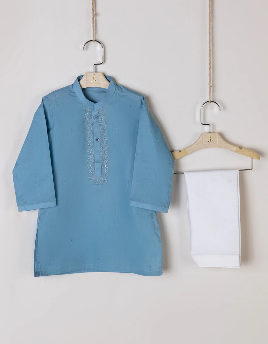 BLUE COTTON KAMEEZ SHALWAR | JJIKS-S-34404/S23/JJ8714-SF