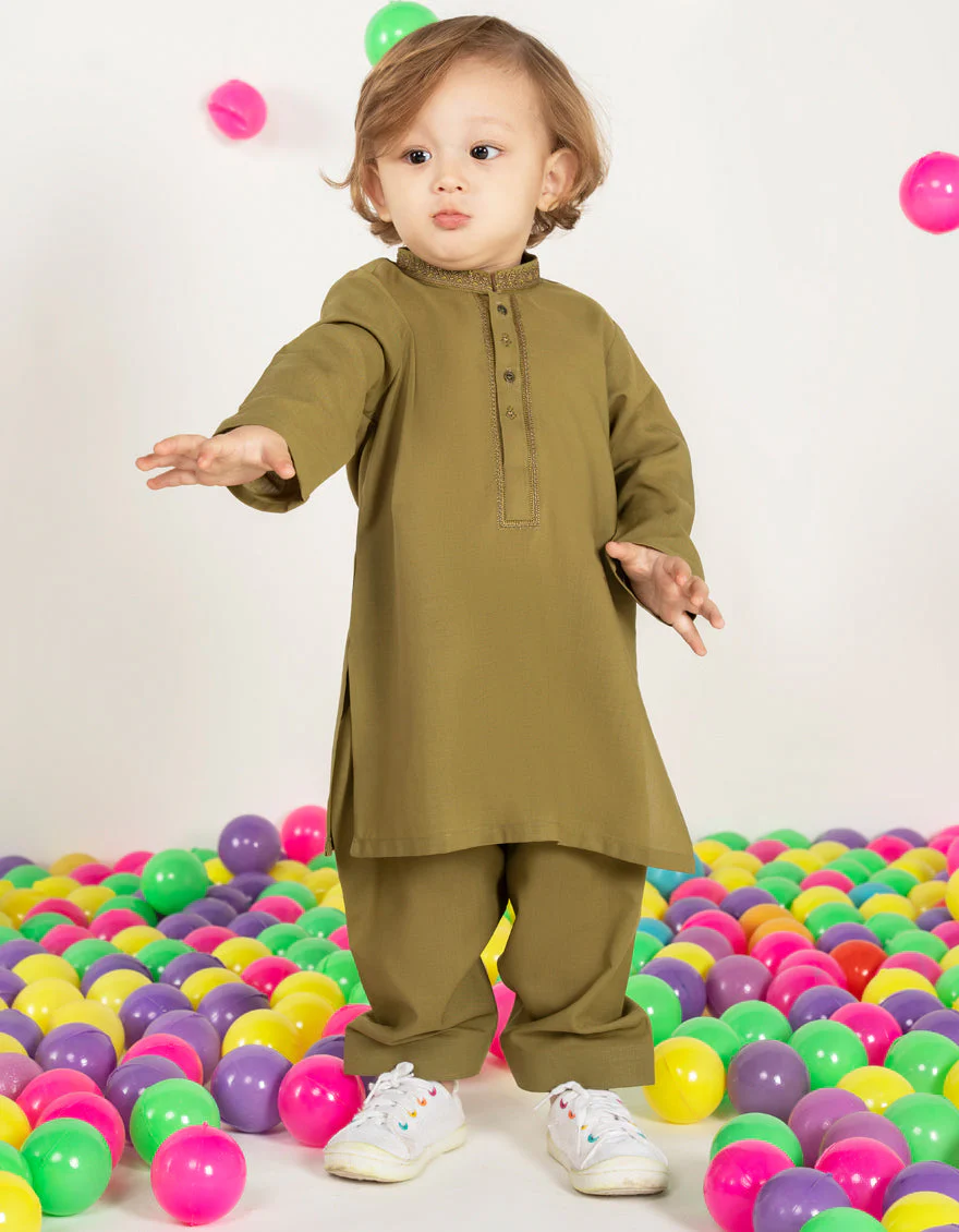 MEHNDI GREEN BLENDED KAMEEZ SHALWAR | JJIKS-S-39247/S25/JJ9377-SF