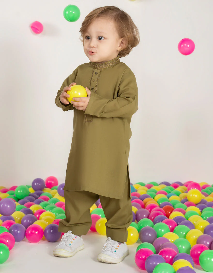 MEHNDI GREEN BLENDED KAMEEZ SHALWAR | JJIKS-S-39247/S25/JJ9377-SF - Image 4