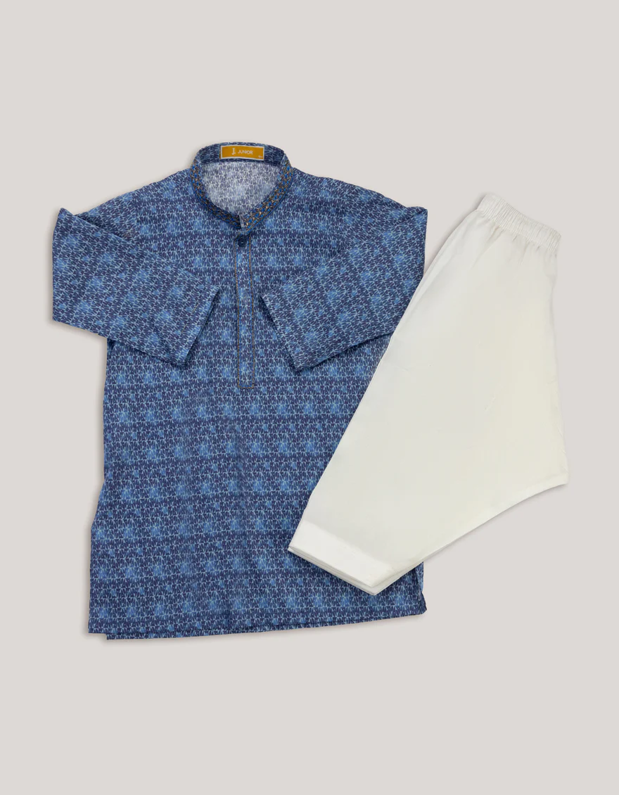 BLUE COTTON KAMEEZ SHALWAR | JJIKS-S-46699/S25/JJ9775-SF