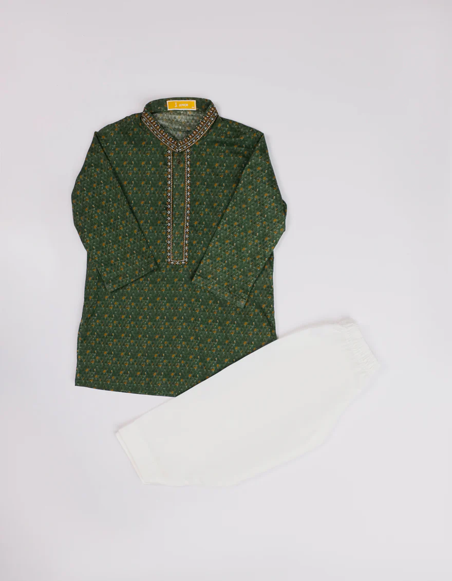 GREEN COTTON KAMEEZ SHALWAR | JJIKS-S-46772/S25/JJ9776-SF