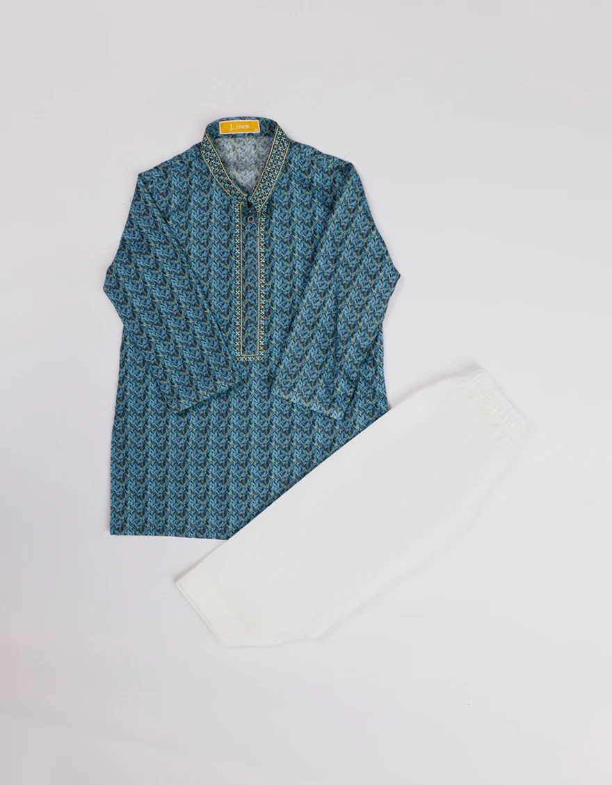 BLUE COTTON KAMEEZ SHALWAR | JJIKS-S-46773/S25/JJ9776-SF