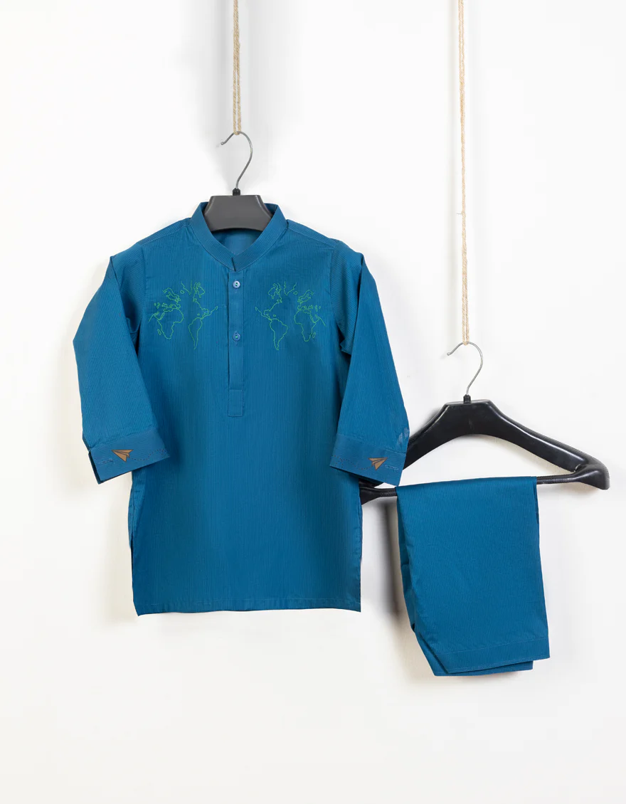 BLUE COTTON KAMEEZ SHALWAR | JJIKS-S-US-34335/S23/JJ8245-SF