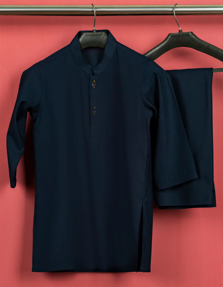NAVY BLUE BLENDED KAMEEZ SHALWAR | JJIKS-S-US-35833-R6-AP/S23/JJ8733-PN