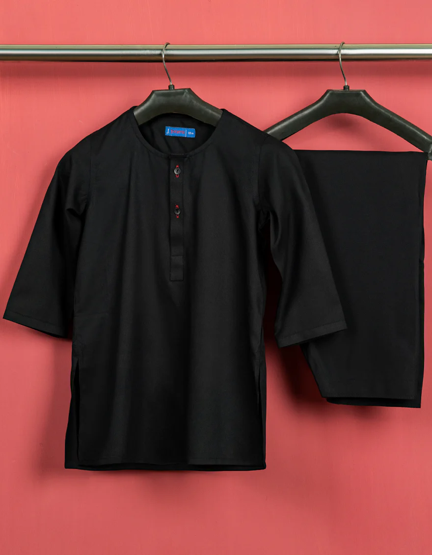BLACK BLENDED KAMEEZ SHALWAR | JJIKS-S-US-35840-R6-AP/S23/JJ8733-PN
