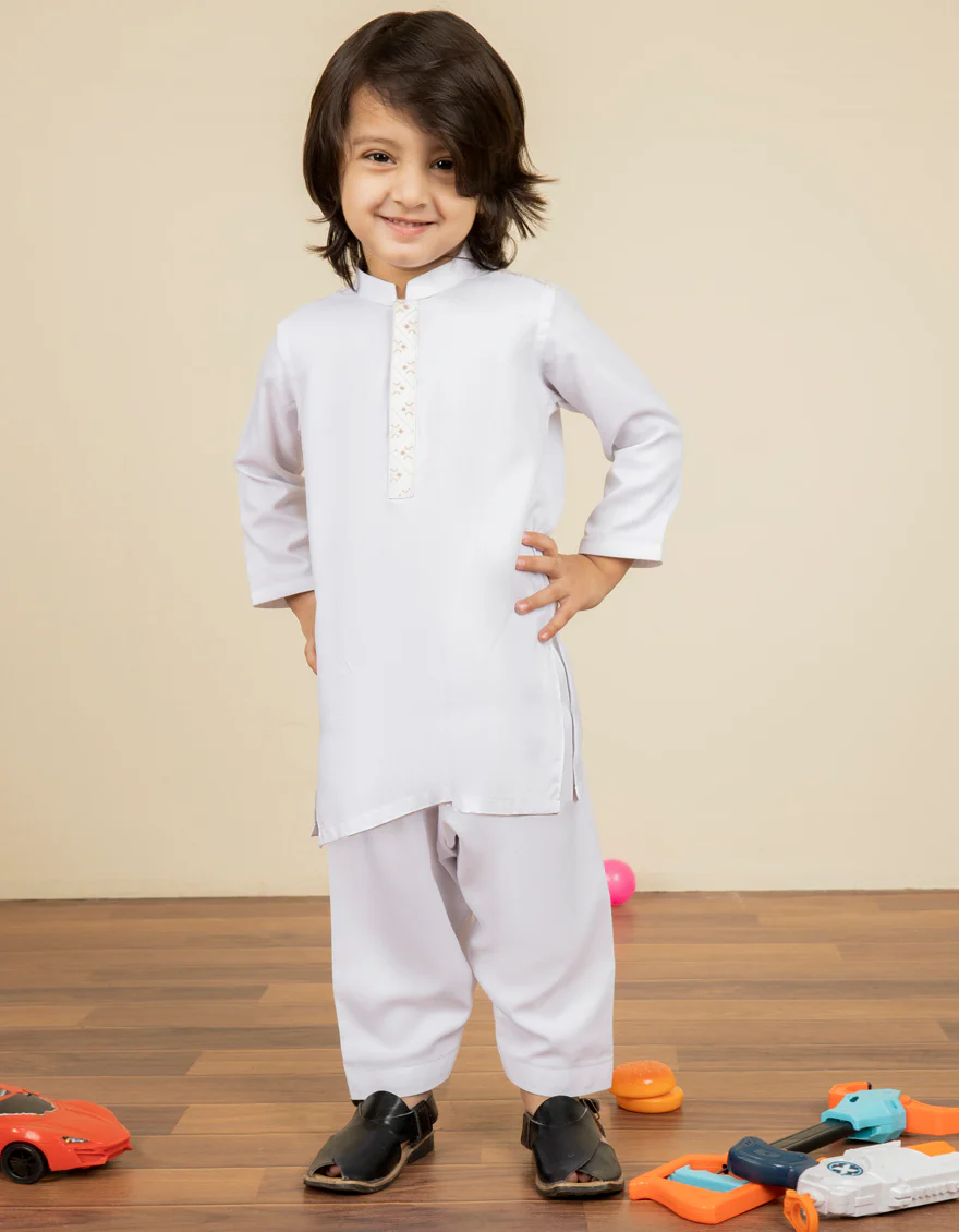 WHITE BLENDED KAMEEZ SHALWAR | JJIKS-US-45047/A22/JJ8346-SF