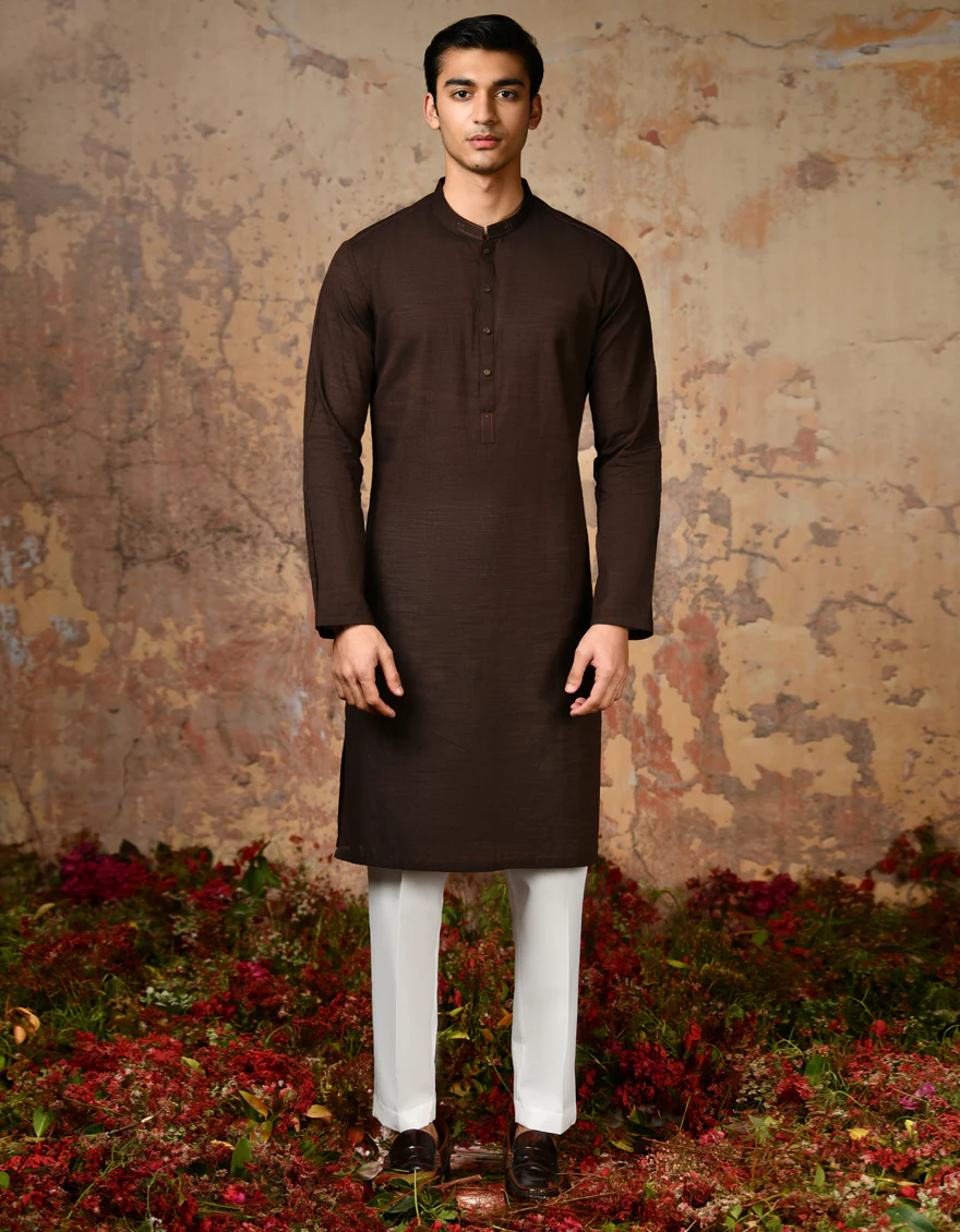 BROWN COTTON KURTA | JJK-A-32880/S24/JJ92
