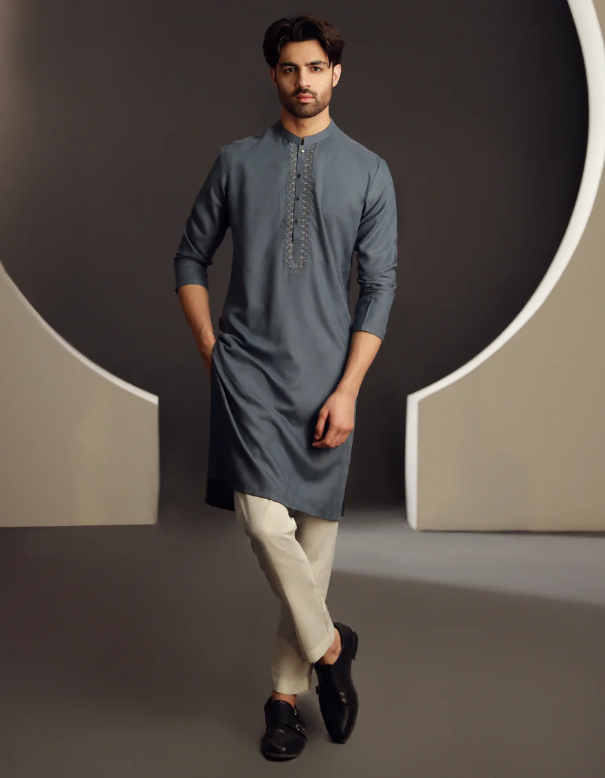 GREY BLENDED KURTA | JJK-A-33018/S24/JJ9605-FL
