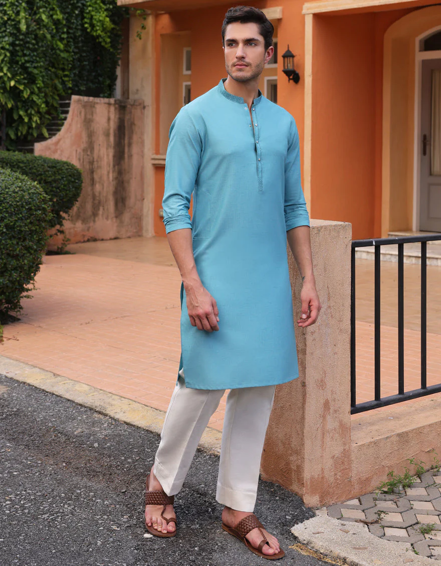 DULL GREEN BLENDED KURTA | JJK-A-33060/S25/JJ9360-SF