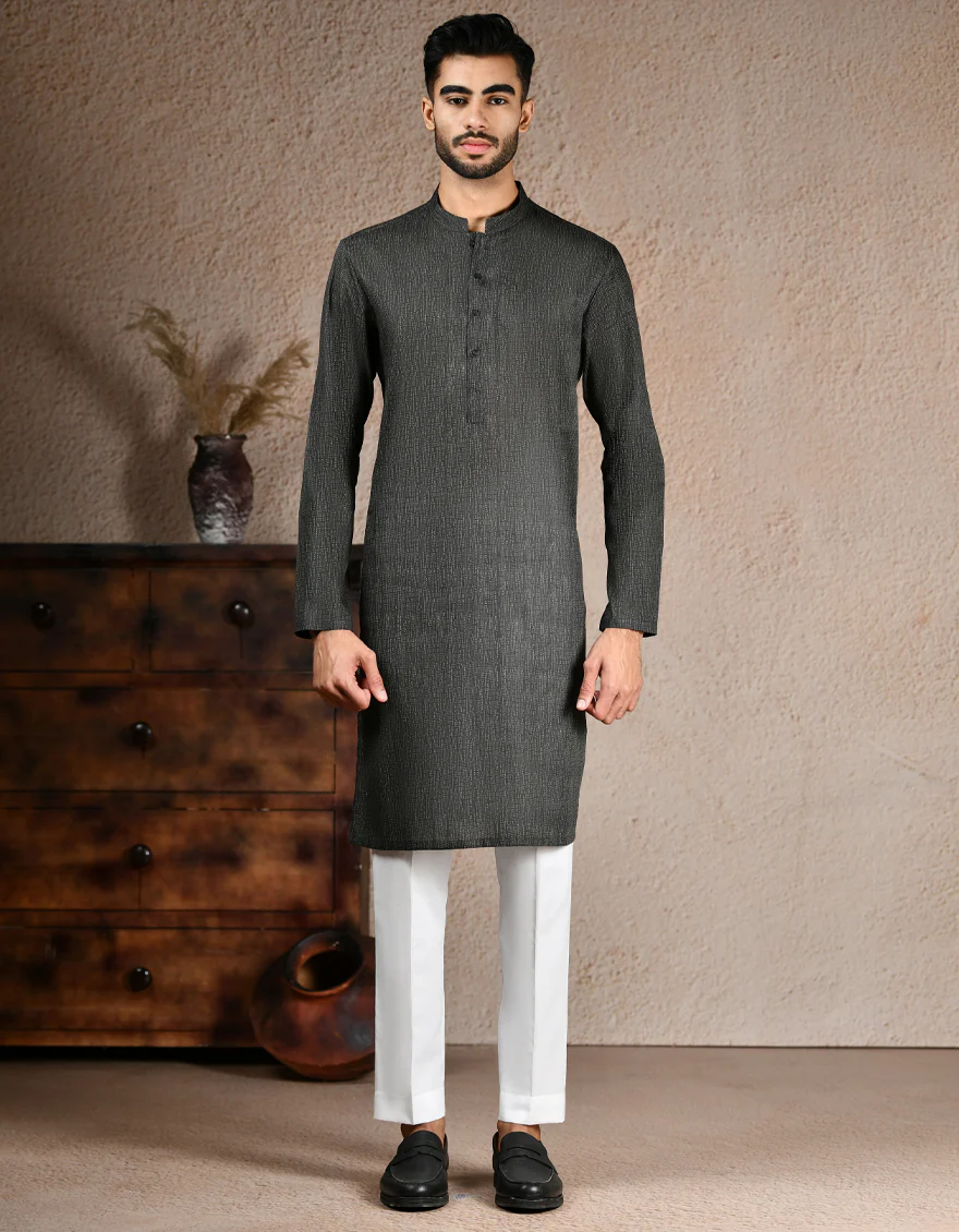 BLACK COTTON KURTA | JJK-A-33314/S25/JJ83