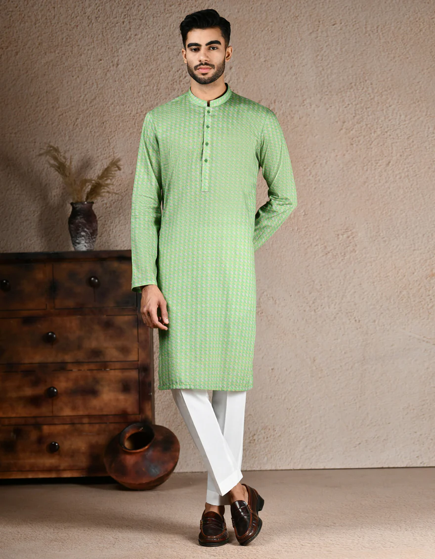 LIGHT GREEN COTTON KURTA | JJK-A-33317/S25/JJ8387-PN