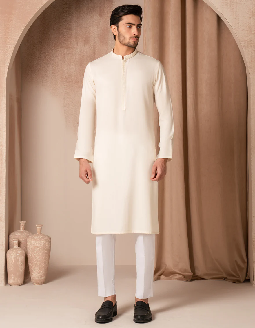 WHITE BLENDED KURTA | JJK-A-33522/S25/JJ9347-SF