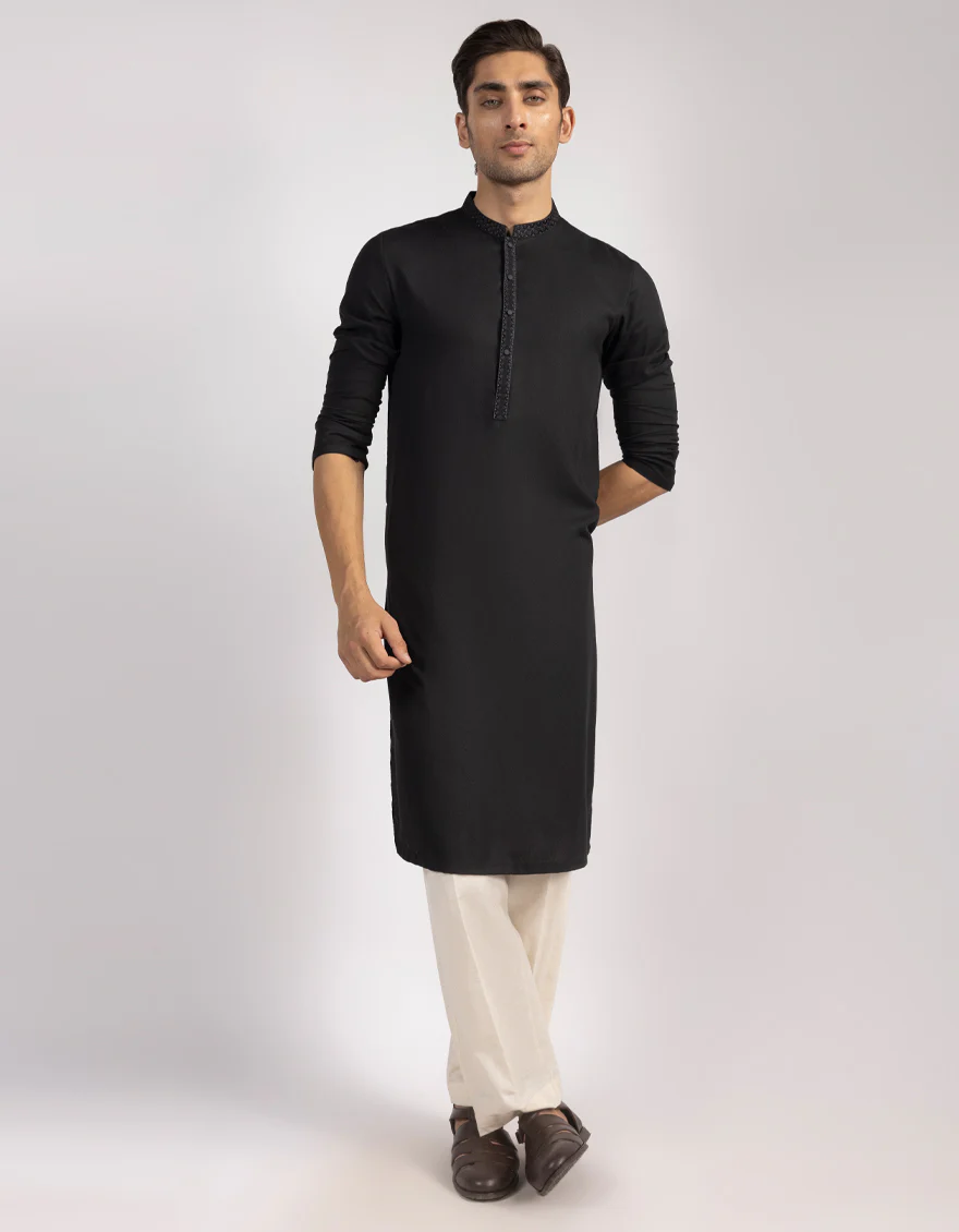 BLACK BLENDED KURTA | JJK-A-33551/S25/JJ9948-SF
