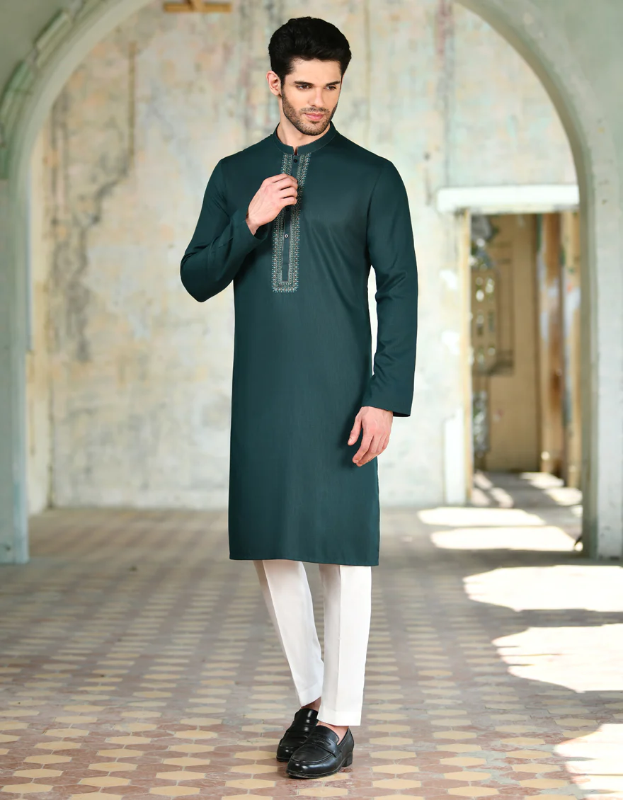 GREEN BLENDED KURTA | JJK-A-34707/S24/JJ9301-FL