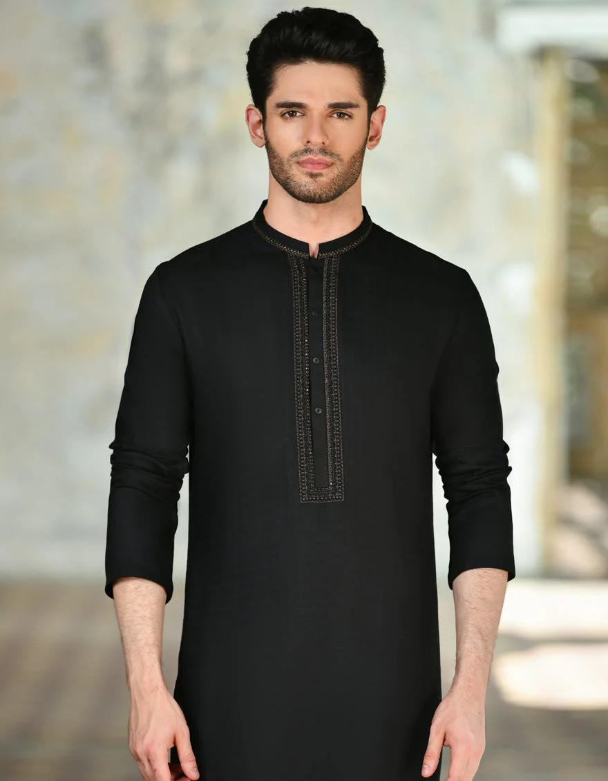 BLACK BLENDED KURTA | JJK-A-34725/S24/JJ9236-FL
