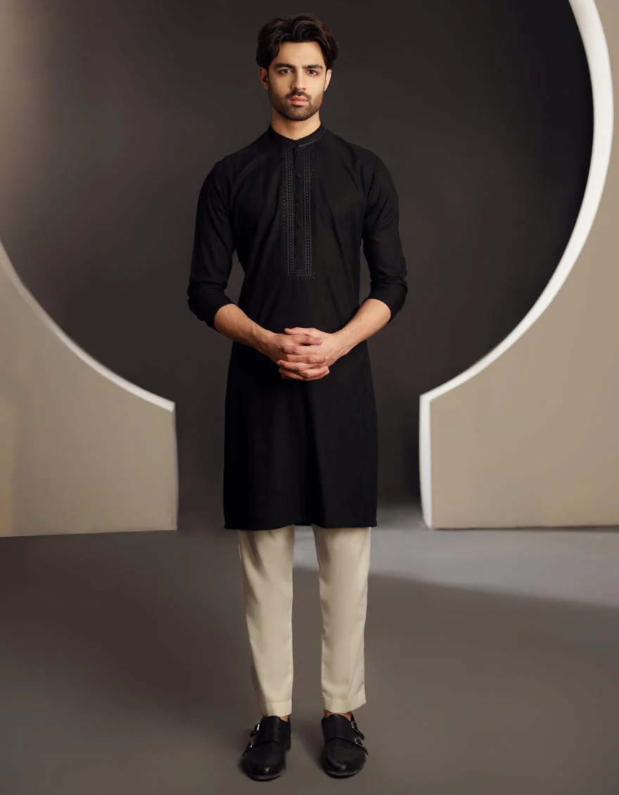 BLACK BLENDED KURTA | JJK-A-34831/S24/JJ9605-FL