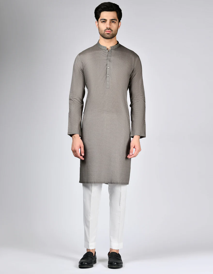 DULL BROWN COTTON KURTA | JJK-A-46516/S24/JJ9552-SF