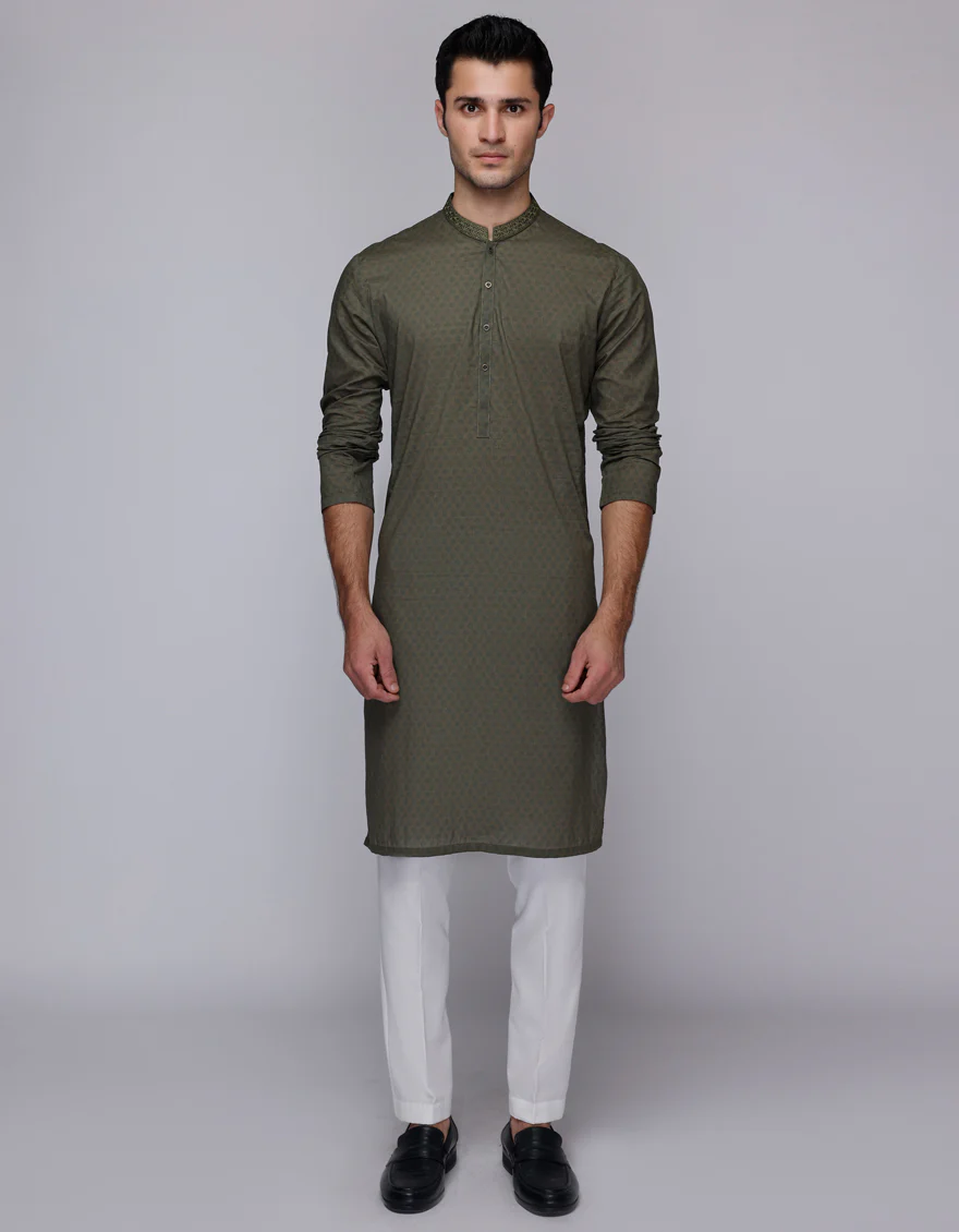 GREEN COTTON KURTA | JJK-A-46598/S25/JJ9774-SF