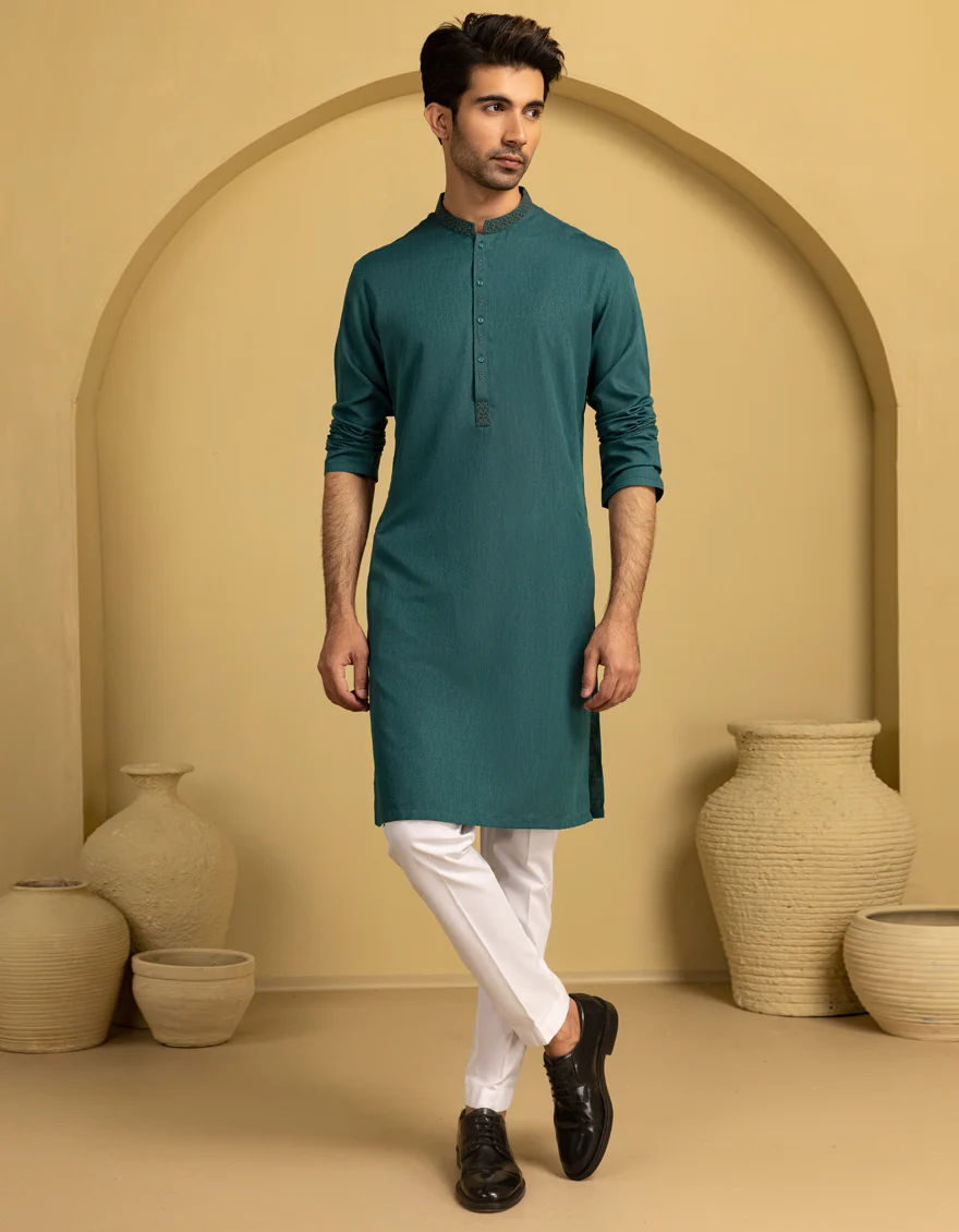 GREEN BLENDED KURTA | JJK-A-46662/S25/JJ94