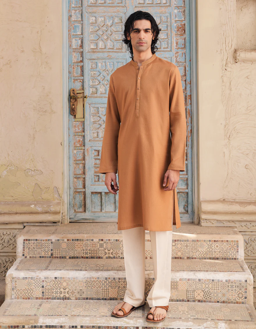 GOLDEN COTTON KURTA | JJK-A-46664/S25/JJ9221-SF