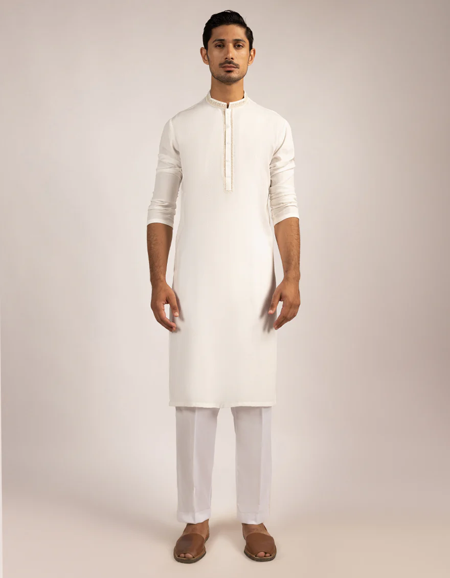 OFF WHITE BLENDED KURTA | JJK-A-46906/S25/JJ8712-SF