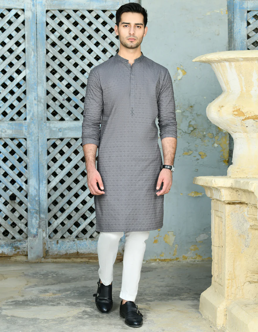 GREY COTTON KURTA | JJK-A-47025/S24/JJ8714-FL