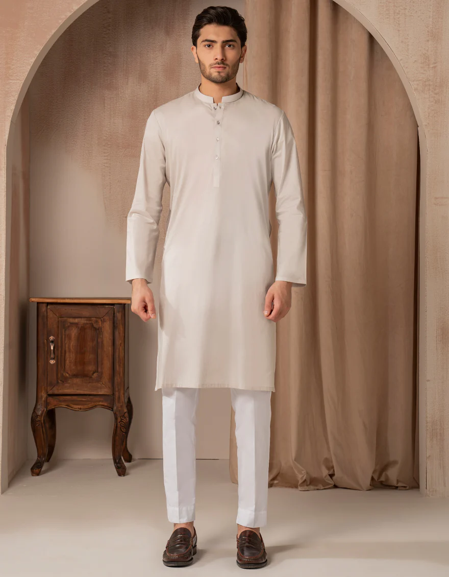 LIGHT GREY COTTON KURTA | JJK-A-47471/S25/JJ9373-PN