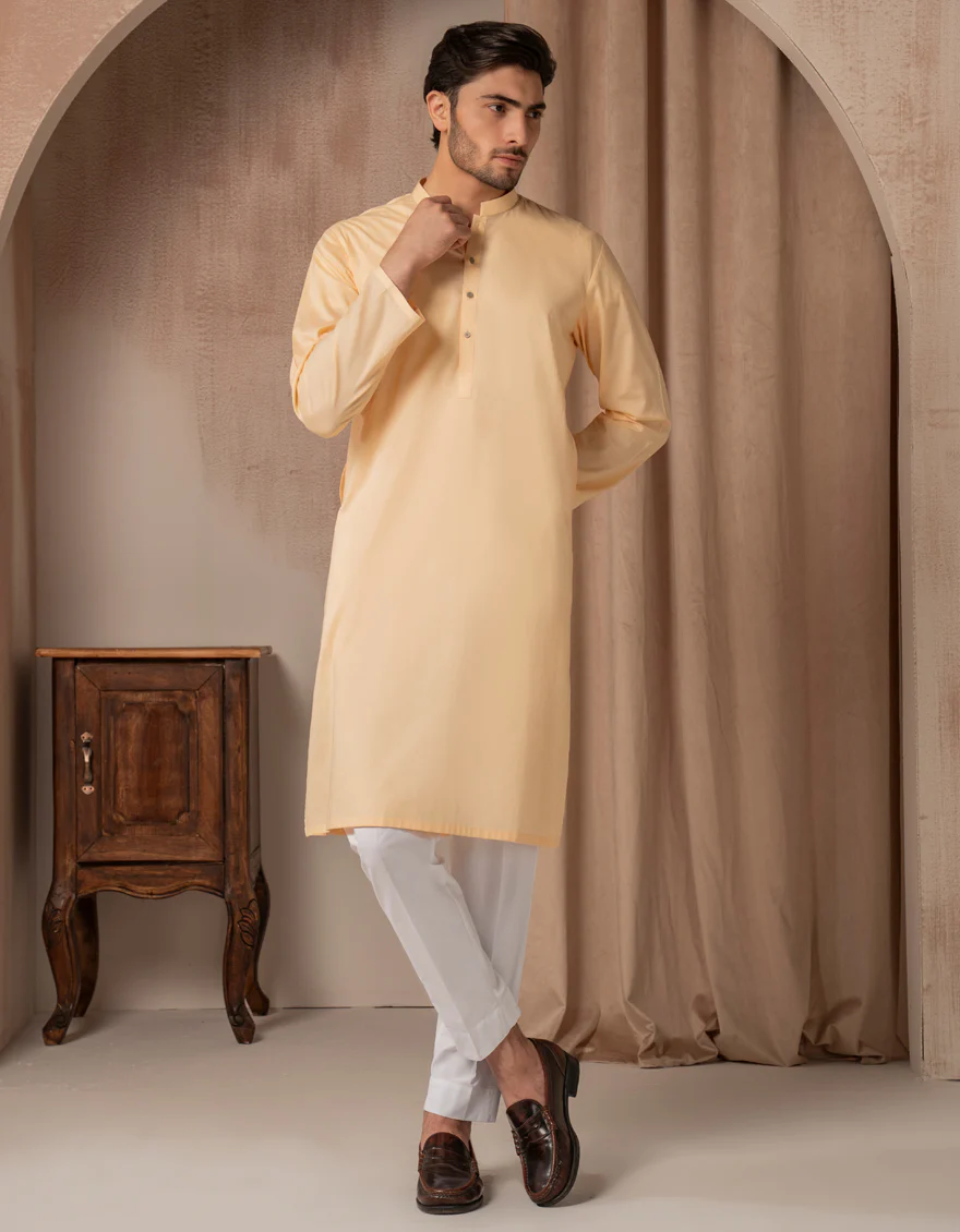 PEACH COTTON KURTA | JJK-A-47472/S25/JJ93