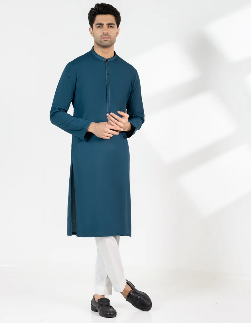 TEAL BLUE BLENDED KURTA | JJK-A-47527/S25/JJ10085-SF