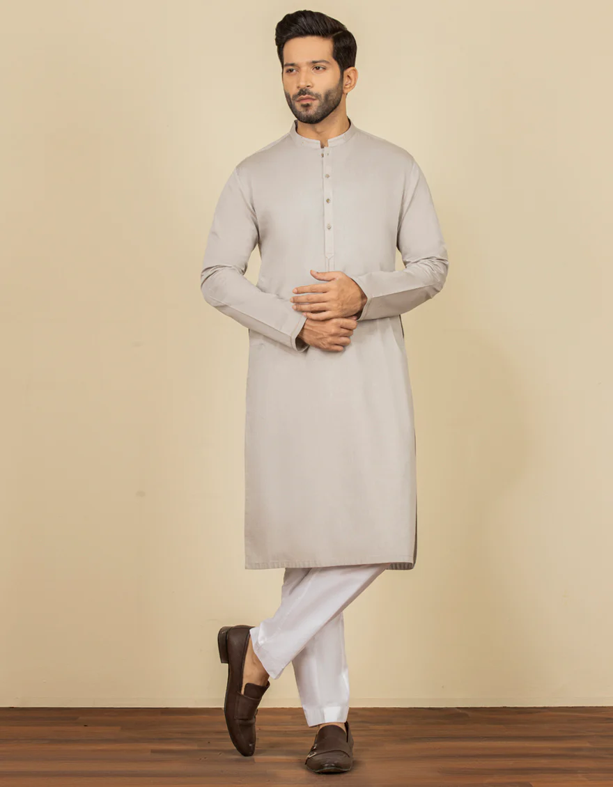 LIGHT GREY COTTON KURTA | JJK-A-US-32625/S22/JJ8288-CL