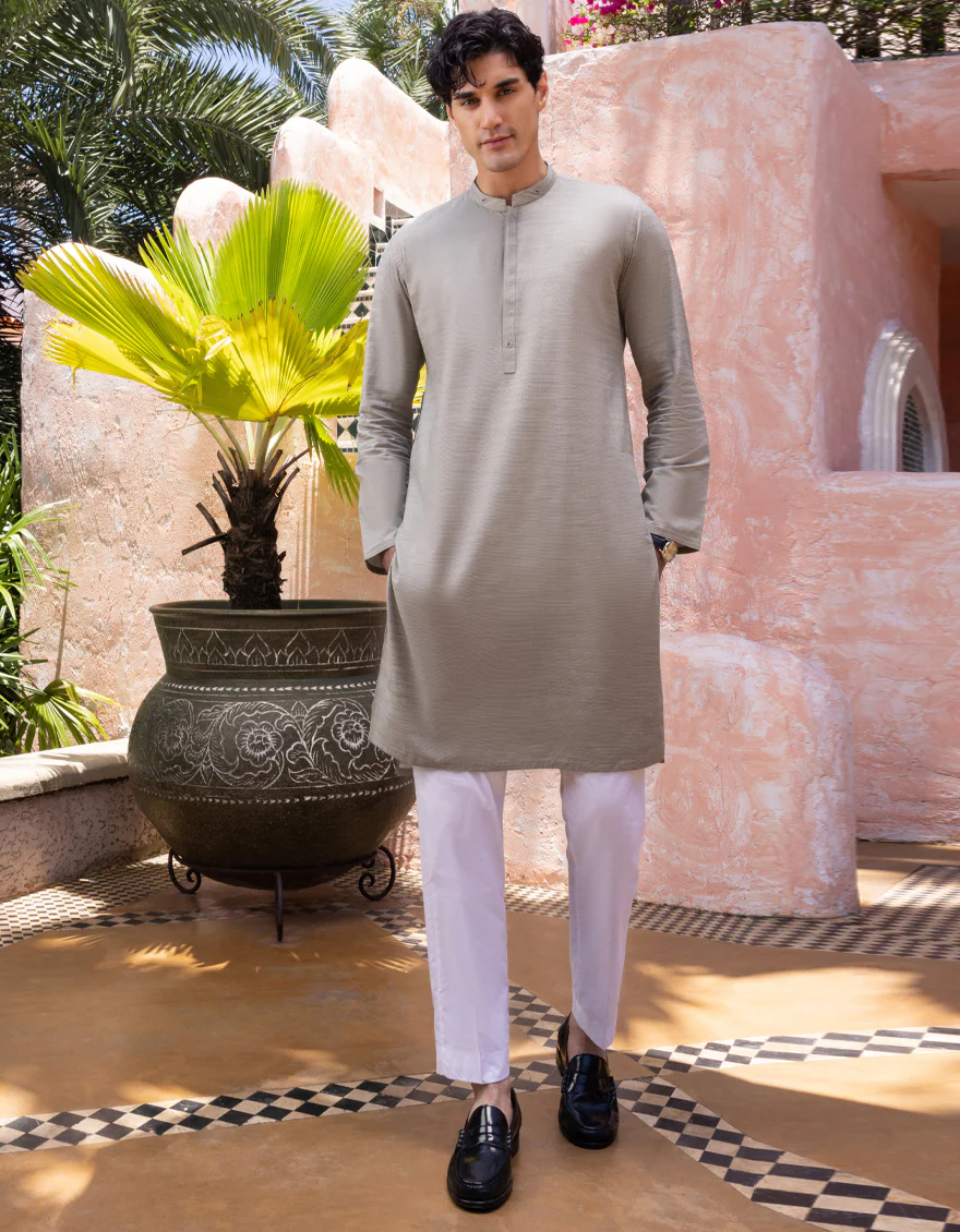 HATCHED GREEN COTTON KURTA | JJK-A-US-32665/W22/JJ8379-CL