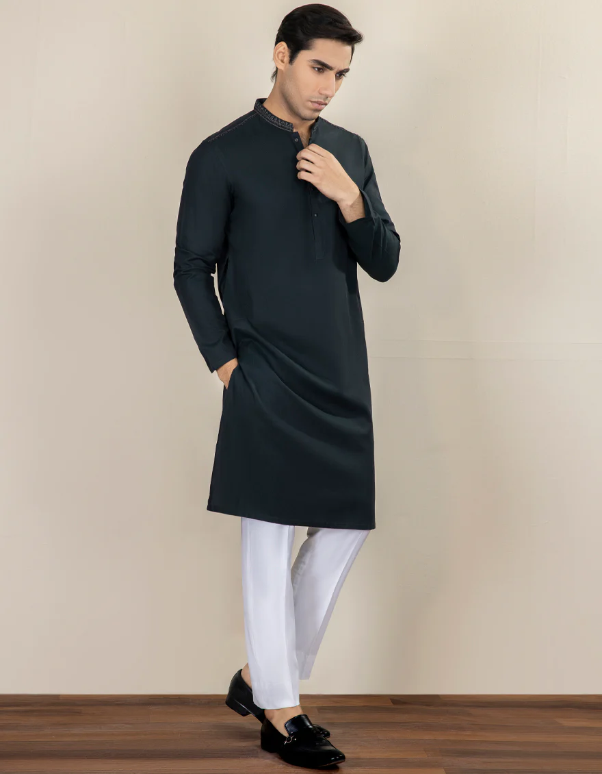 FOREST GREEN COTTON KURTA | JJK-A-US-34268/W22/JJ8325-FL