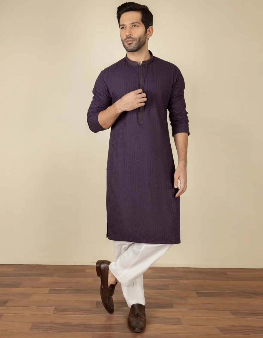 DEEP PURPLE COTTON KURTA | JJK-A-US-36937/S22/JJ7546-FL