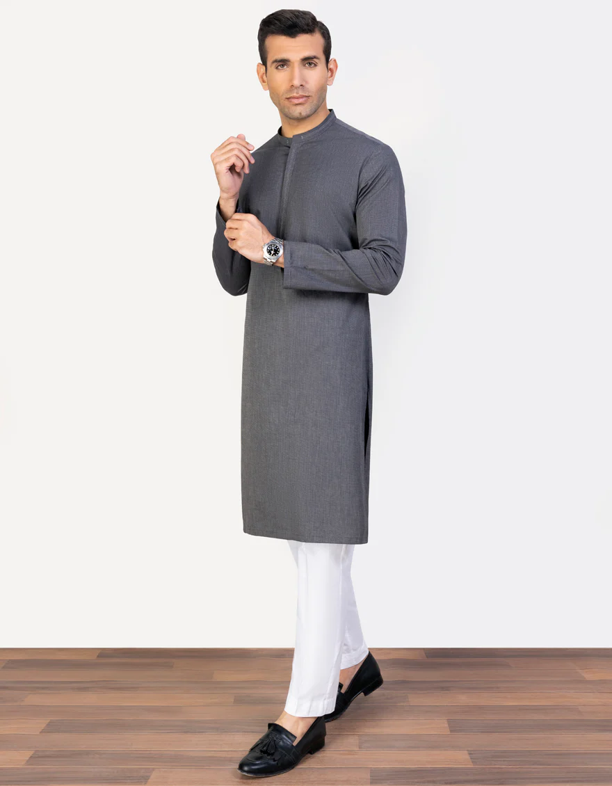 CHARCOAL COTTON KURTA | JJK-A-US-37759/S23/JJ8945-CL