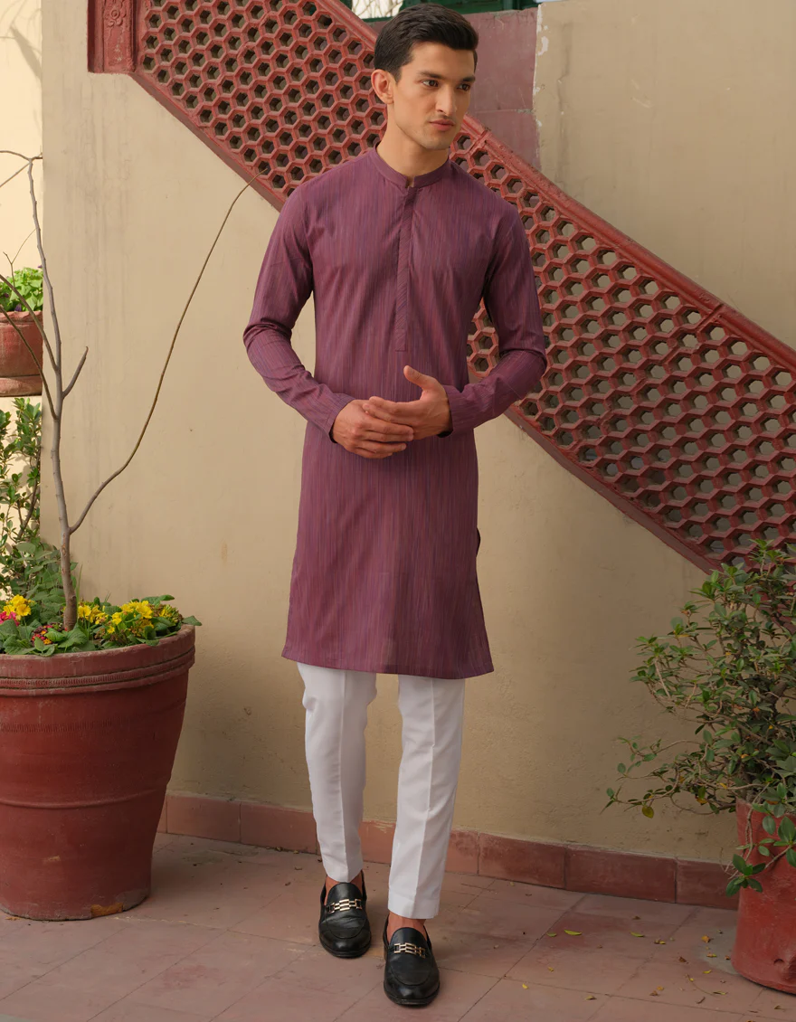 MULTI-PLUM COTTON KURTA | JJK-A-US-40285/S22/JJ7116-PN