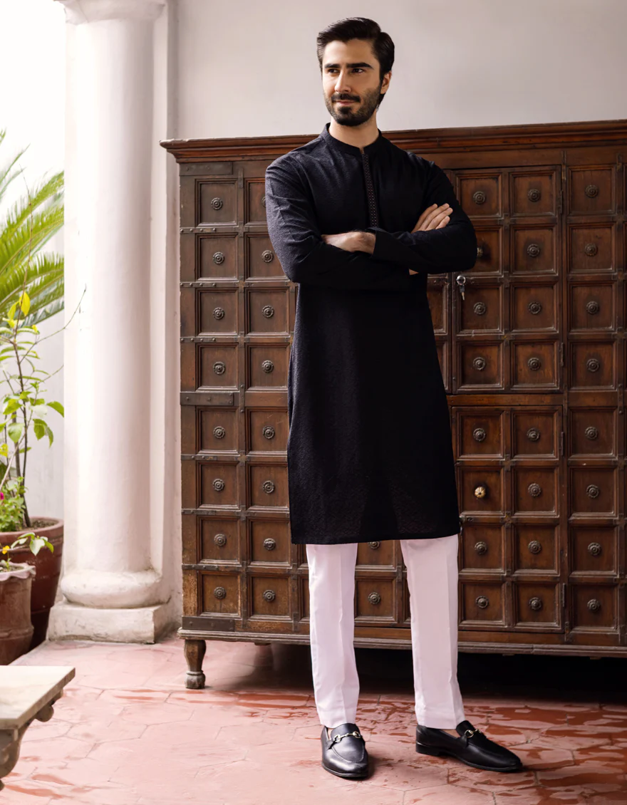 BLACK COTTON KURTA | JJK-A-US-40297/S22/JJ7546-FL