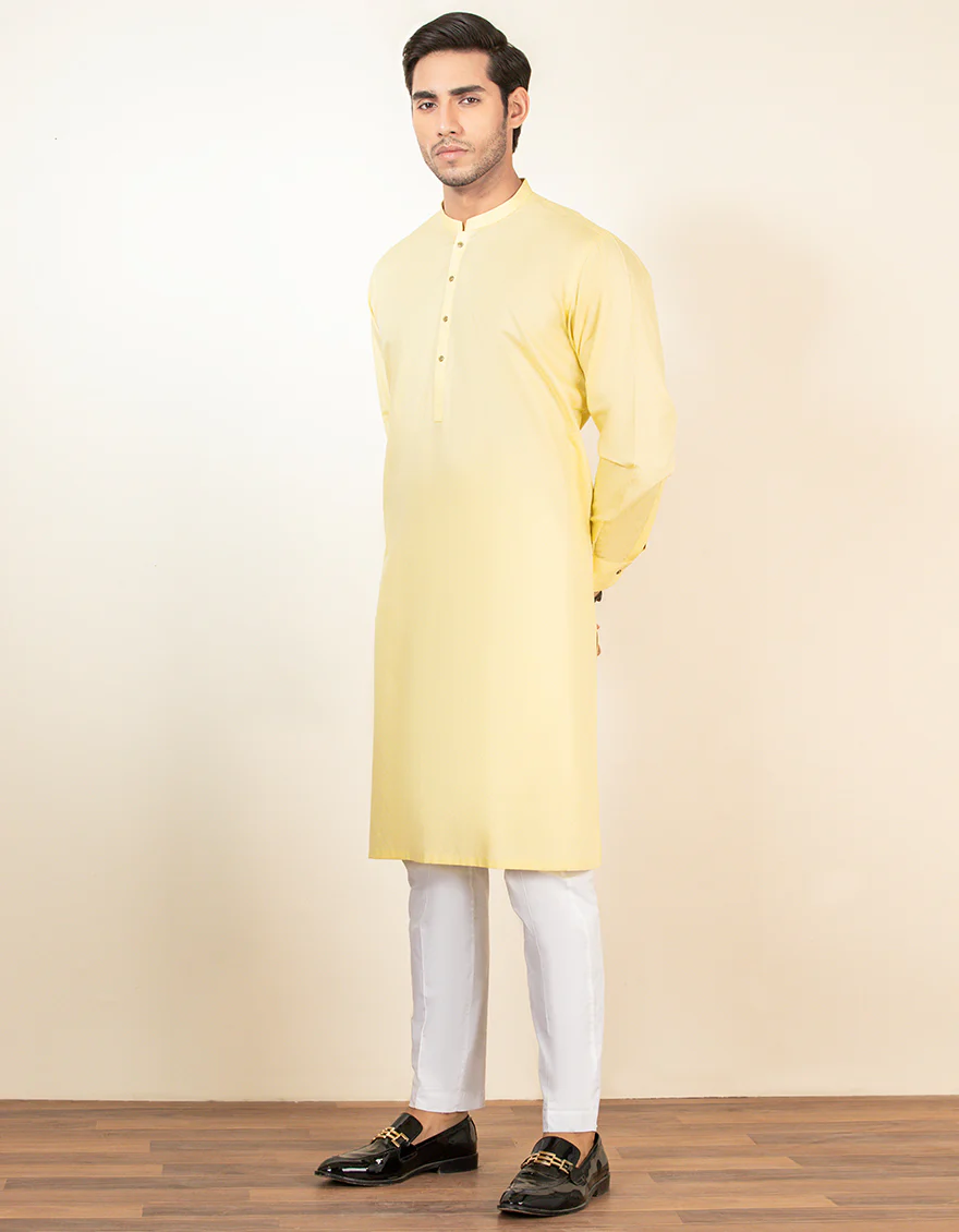 LEMON YELLOW COTTON KURTA | JJK-A-US-40325/S22/JJ6950-PN