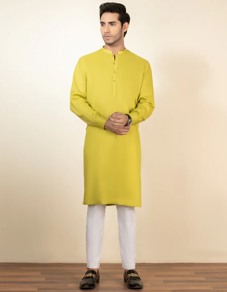 LIME GREEN BLENDED KURTA | JJK-A-US-40332/S22/JJ6690-PN
