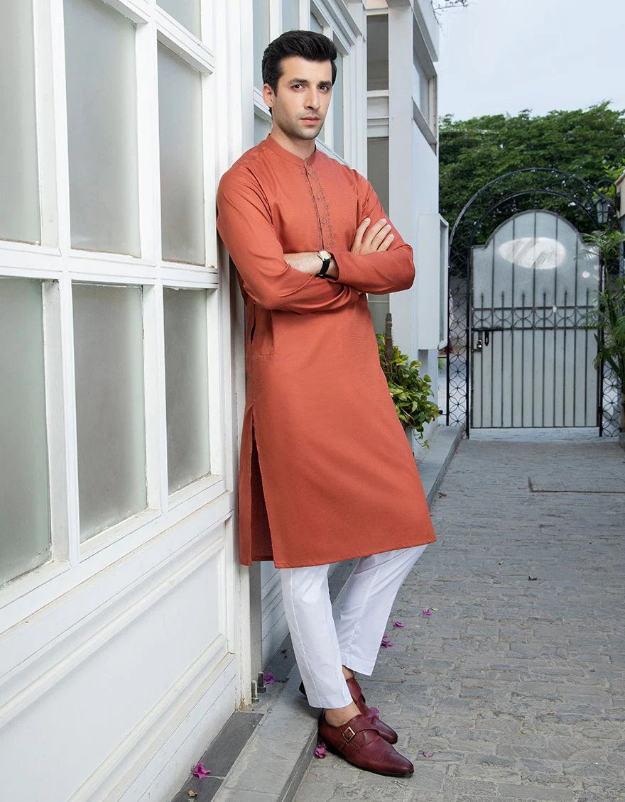 BURNT ORANGE KURTA | JJK-A-US-42202/S21/JJ7458-SF