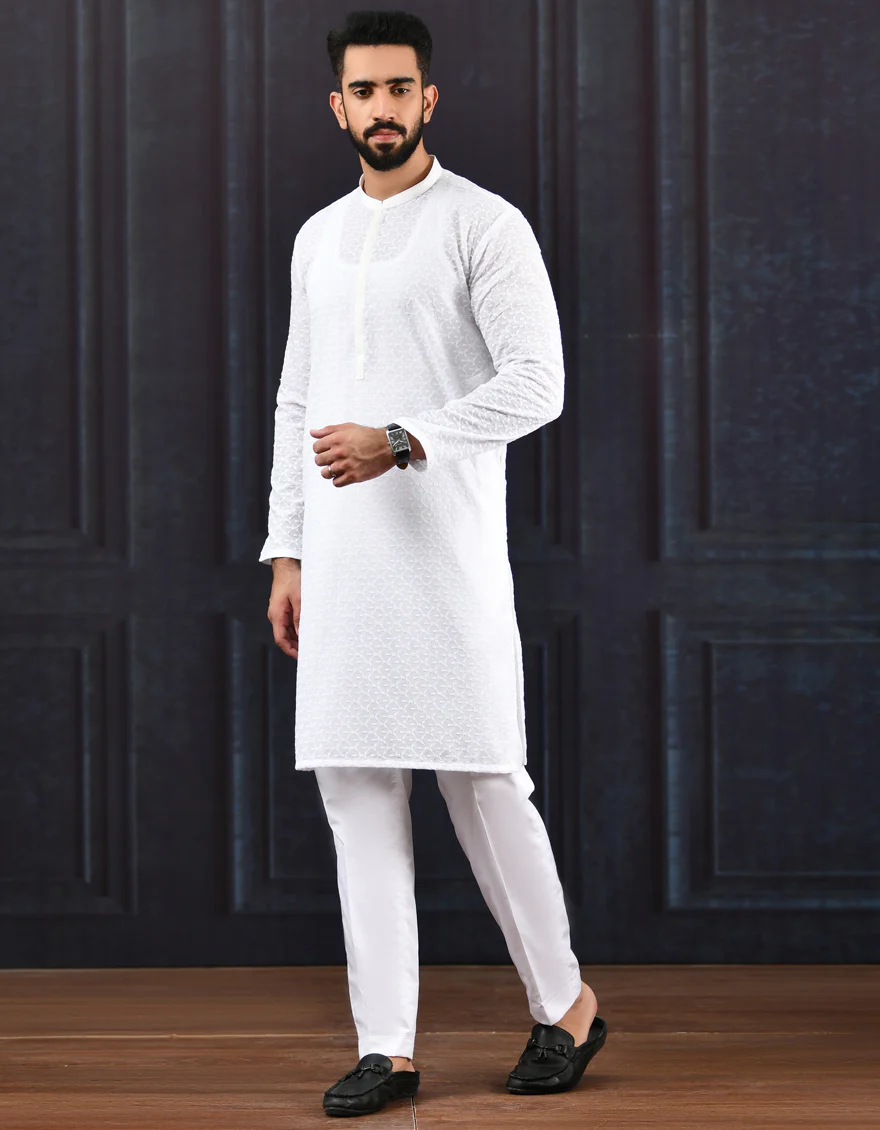 WHITE SHIFFLY KURTA | JJK-A-US-42333/S22/JJ8082-SF