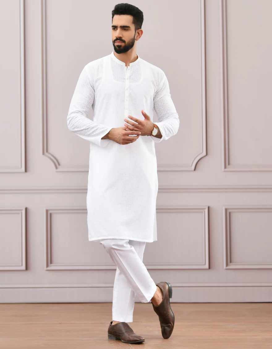 WHITE SHIFFLY KURTA | JJK-A-US-42336/S22/JJ8082-PN