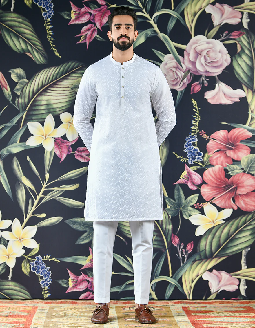 WHITE SHIFFLY KURTA | JJK-A-US-42338/S22/JJ8082-PN