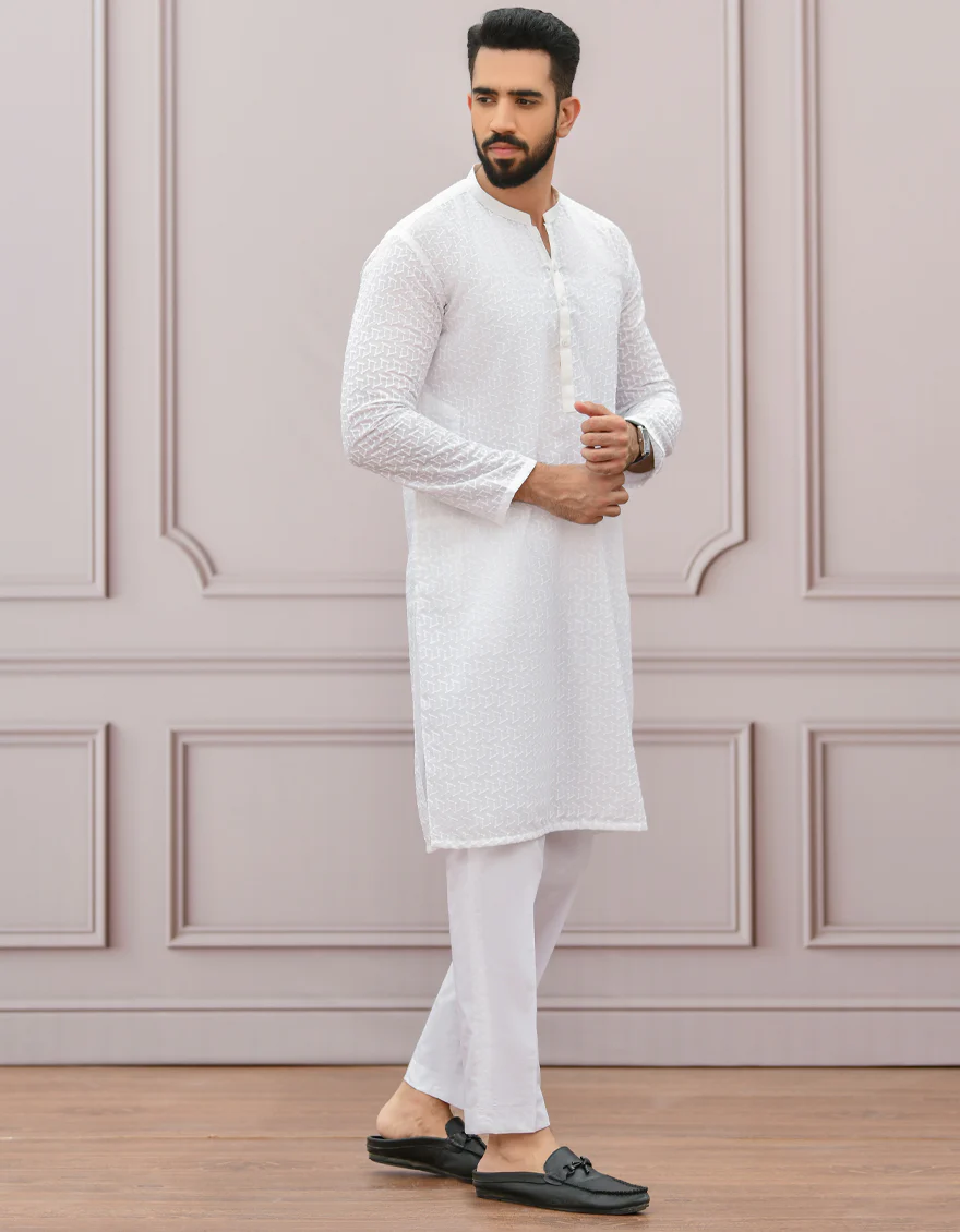 WHITE SCHIFFLI KURTA | JJK-A-US-43079/S22/JJ8082-PN