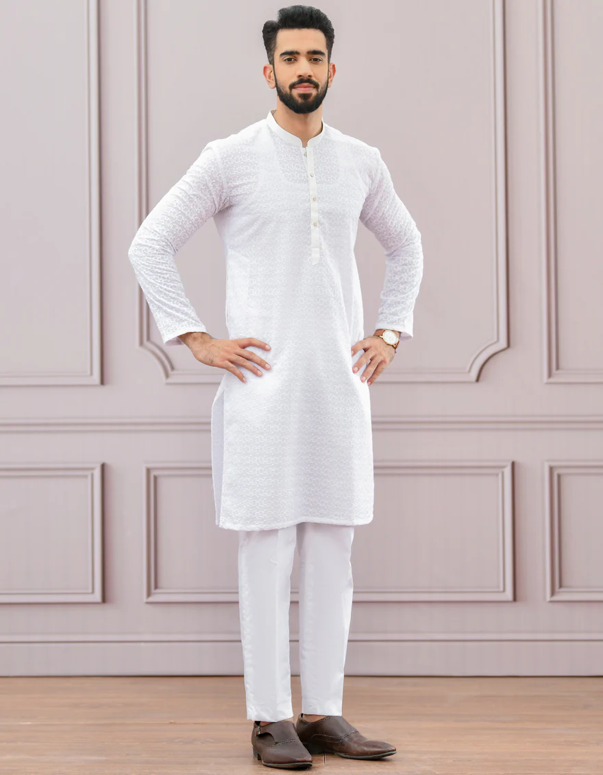 WHITE SHIFFLY KURTA | JJK-A-US-43080/S22/JJ8082-PN