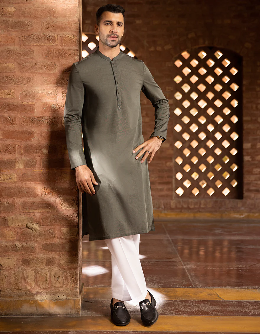 DARK OLIVE COTTON KURTA | JJK-A-US-44016/S22/JJ7574-SF